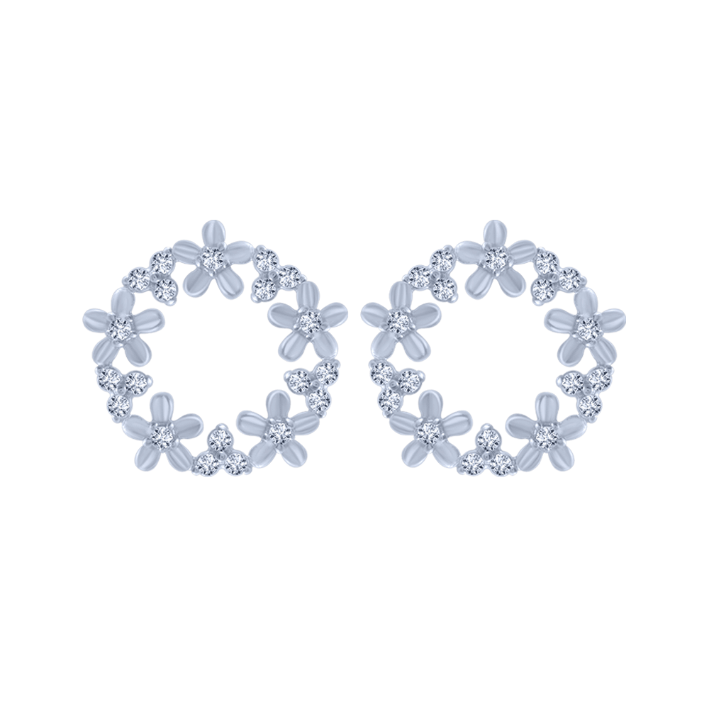 14KT (585) White Gold and Solitaire Stud Earrings for Women