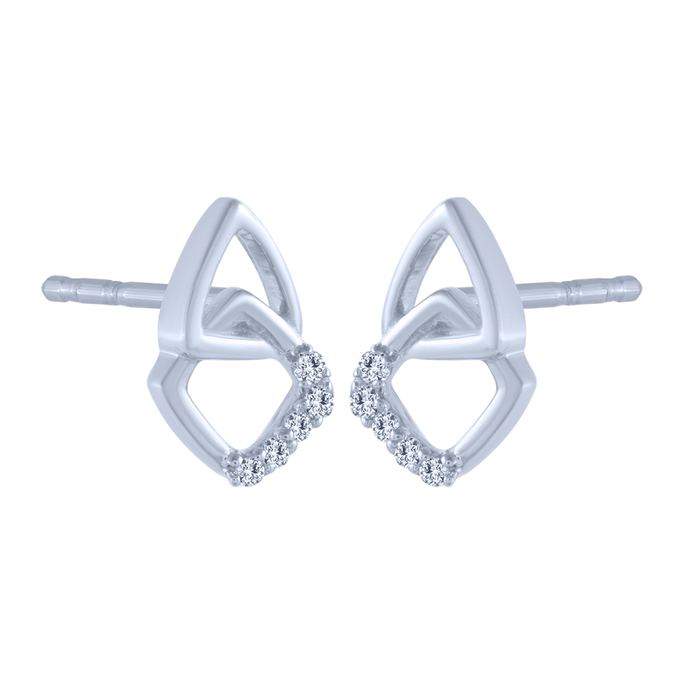 14KT (585) White Gold and Diamond Stud Earrings for Women