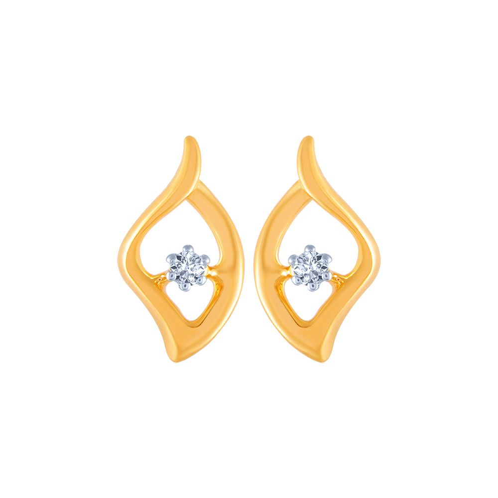 14k (585) Yellow Gold and Diamond Stud Earrings for Women