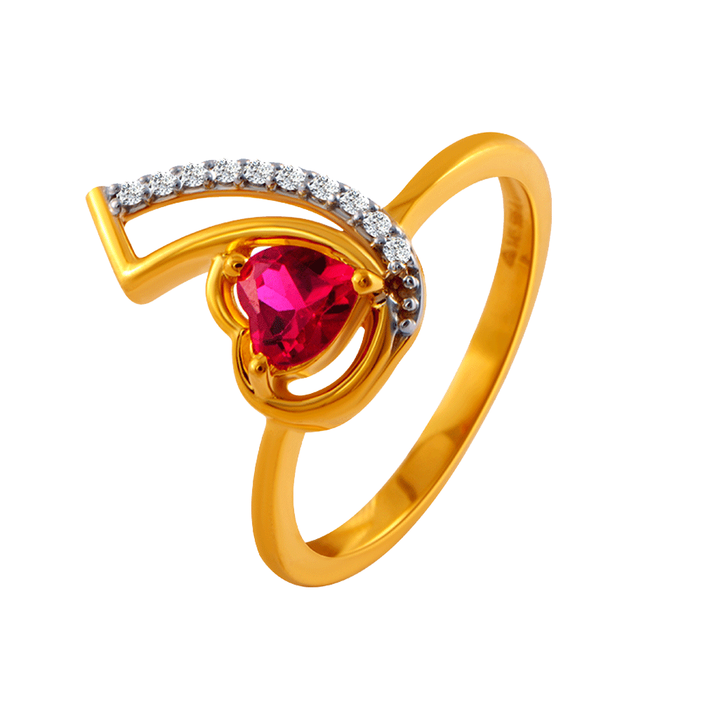 PC Chandra Jewellers Flower with Red Stone 14kt Yellow Gold ring Price in  India - Buy PC Chandra Jewellers Flower with Red Stone 14kt Yellow Gold ring  online at Flipkart.com