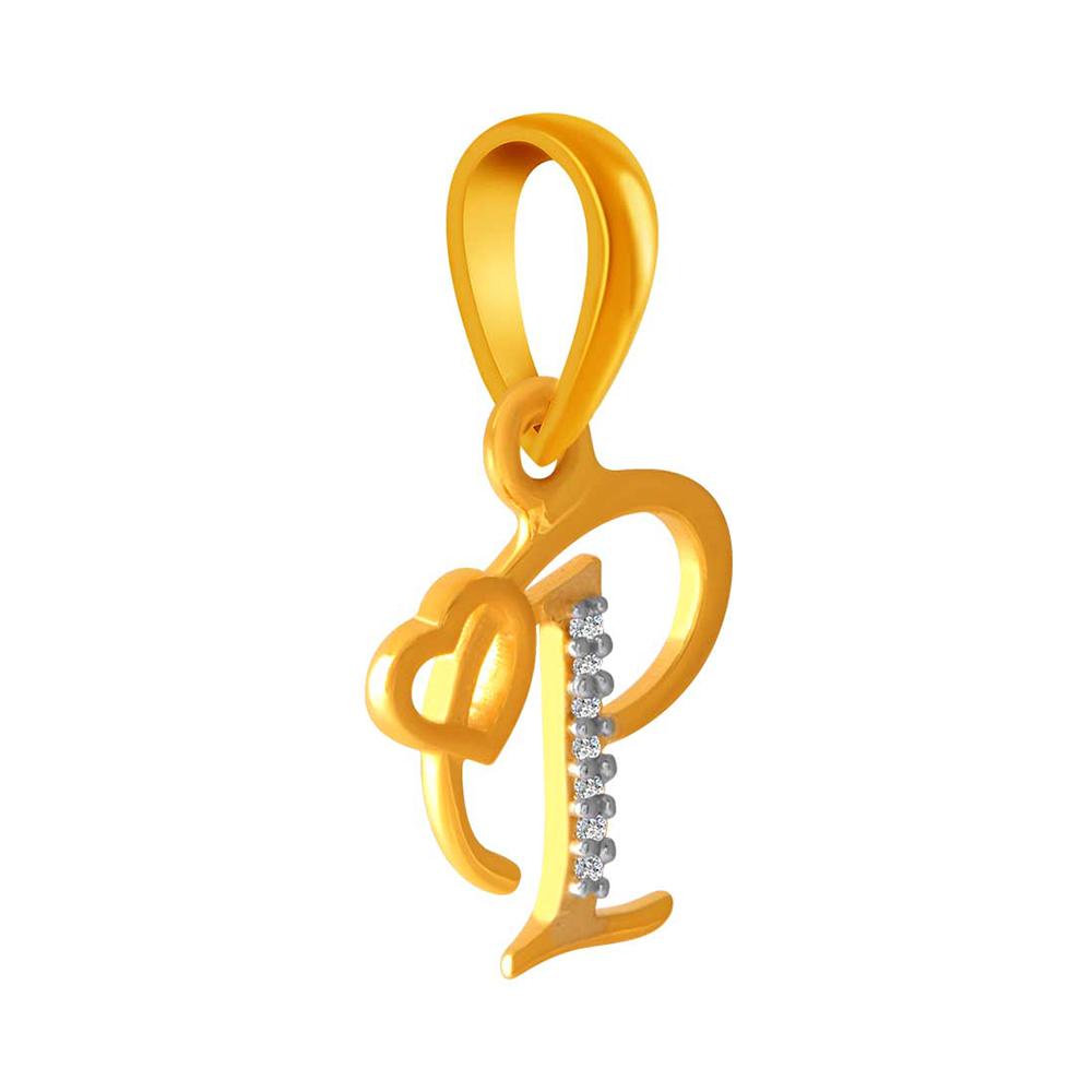 14K gold P initial studded pendant