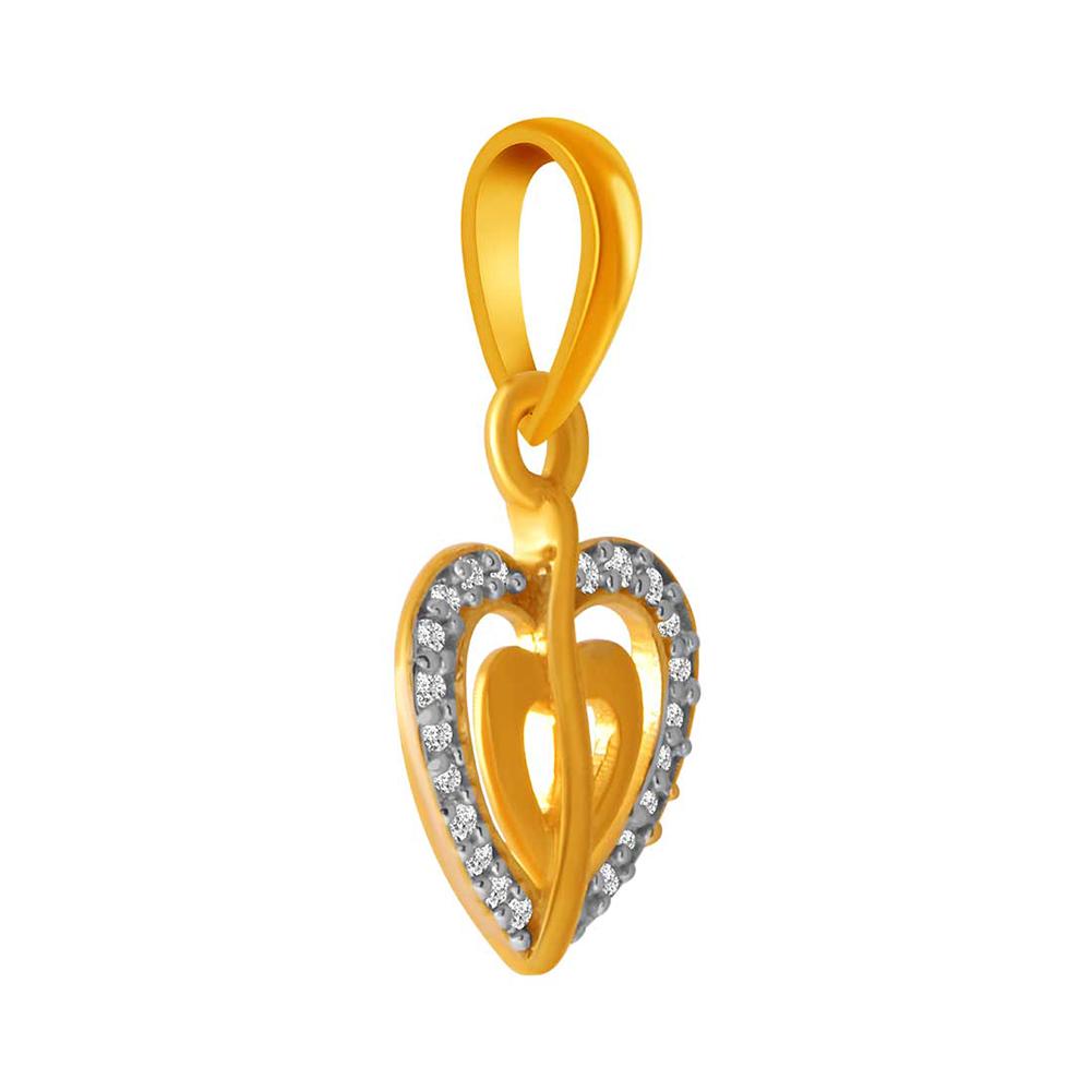 14K Dual layered studded heart pendant