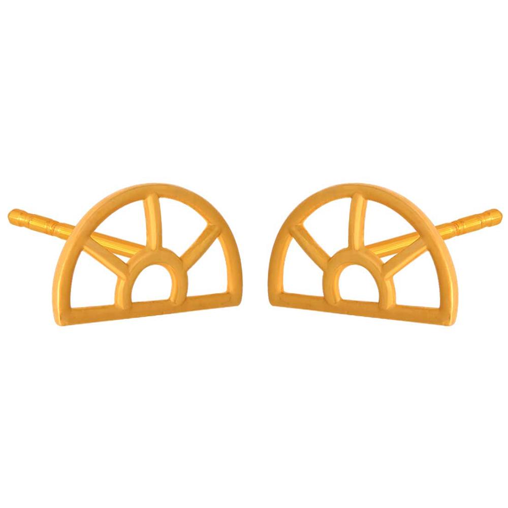 14K Arch Ventilator Designed Gold Earrings