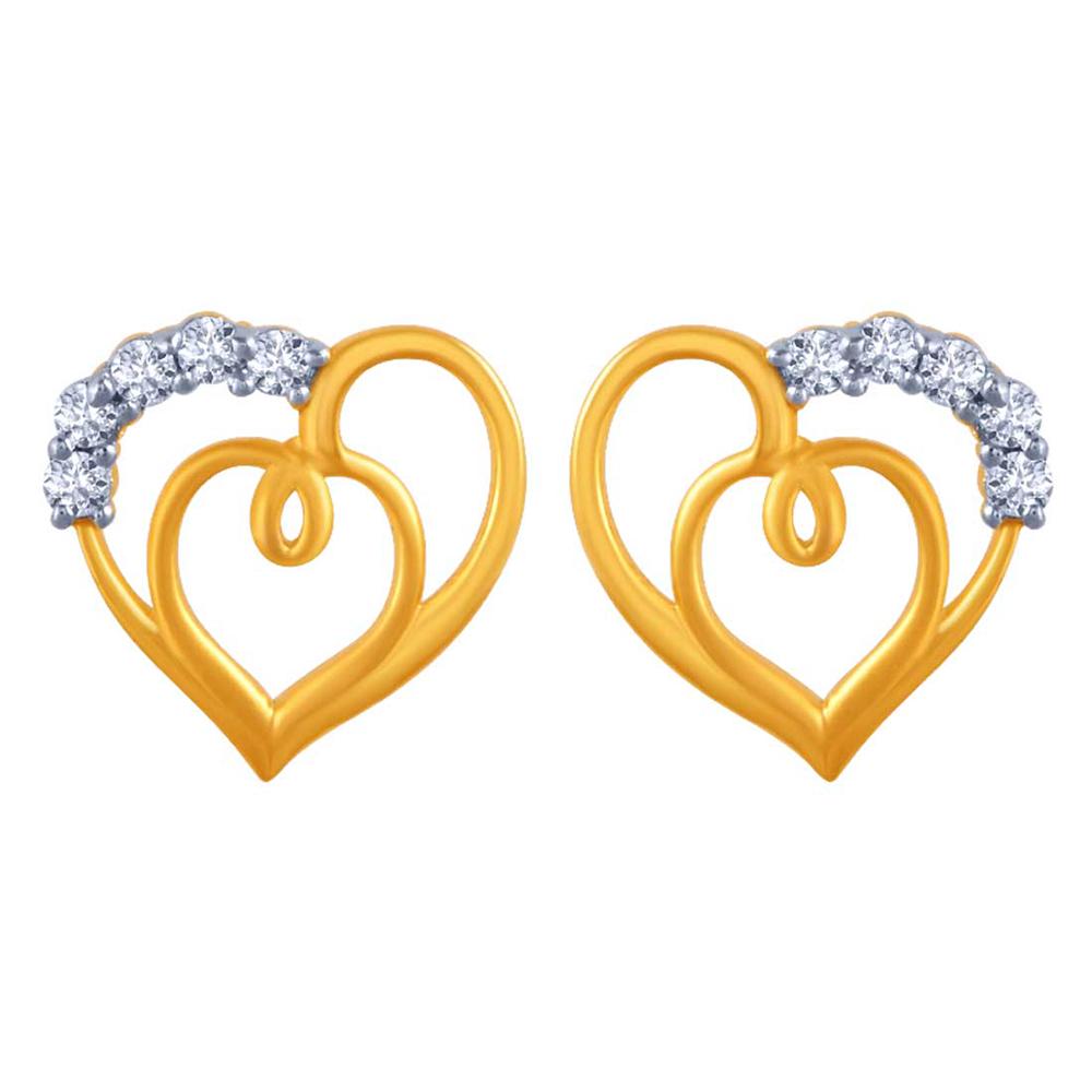 Loop Style Heart Shape 14K Gold Earrings
