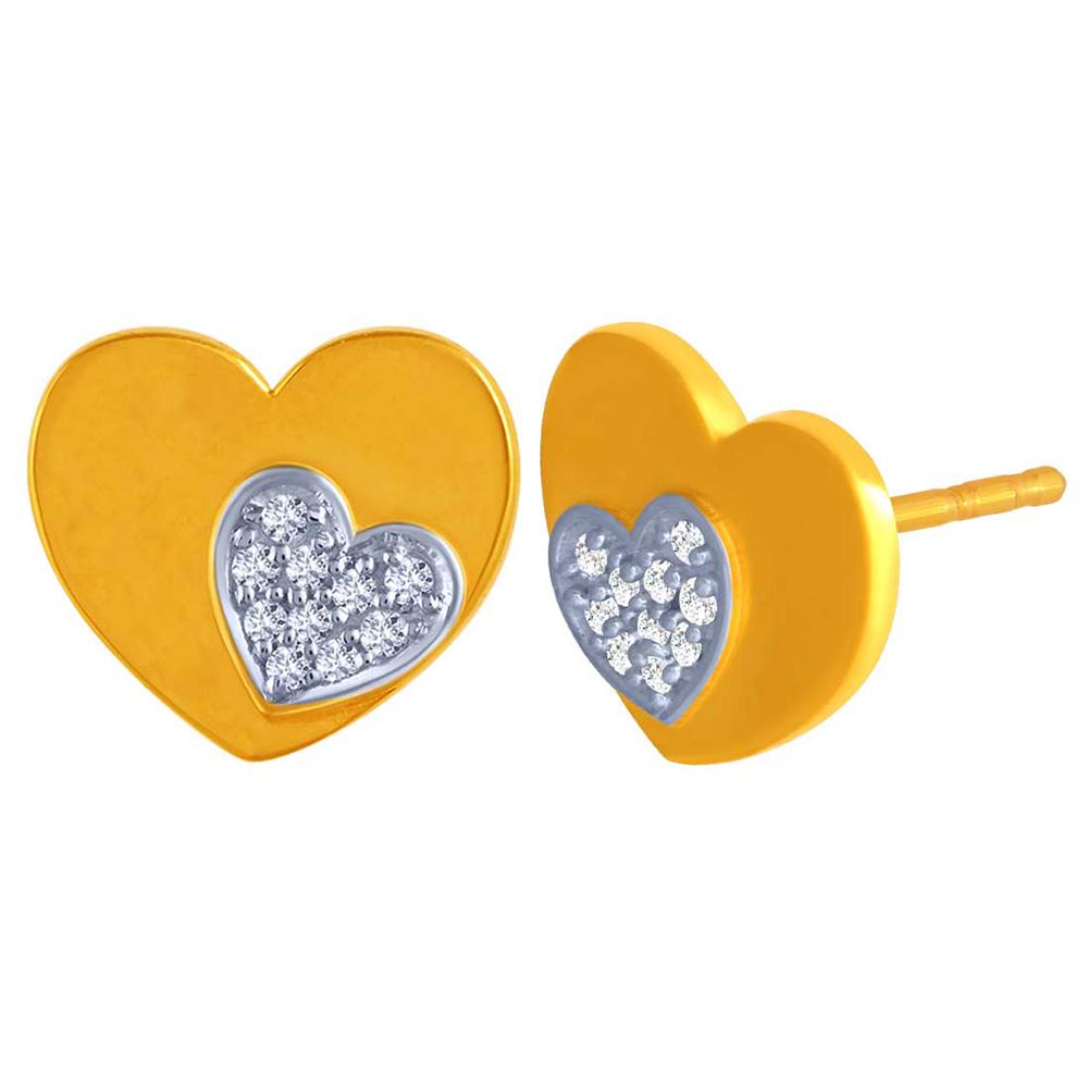 Double Heart 14K Gold Earrings