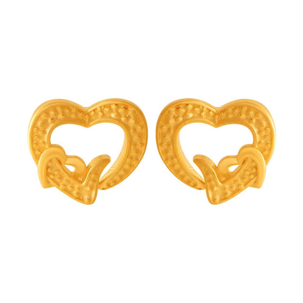 14K Double Hearts Gold Earrings