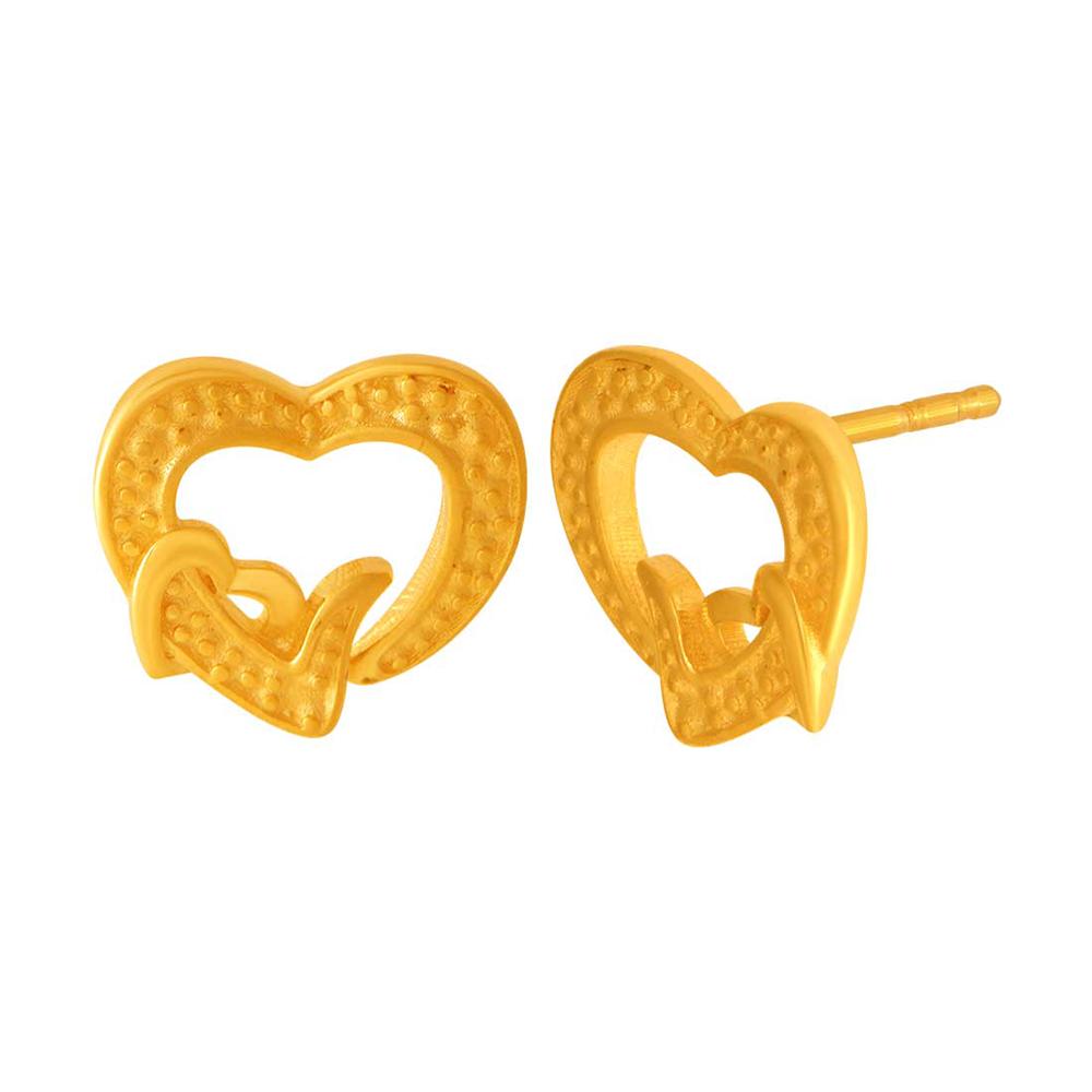 14K Double Hearts Gold Earrings