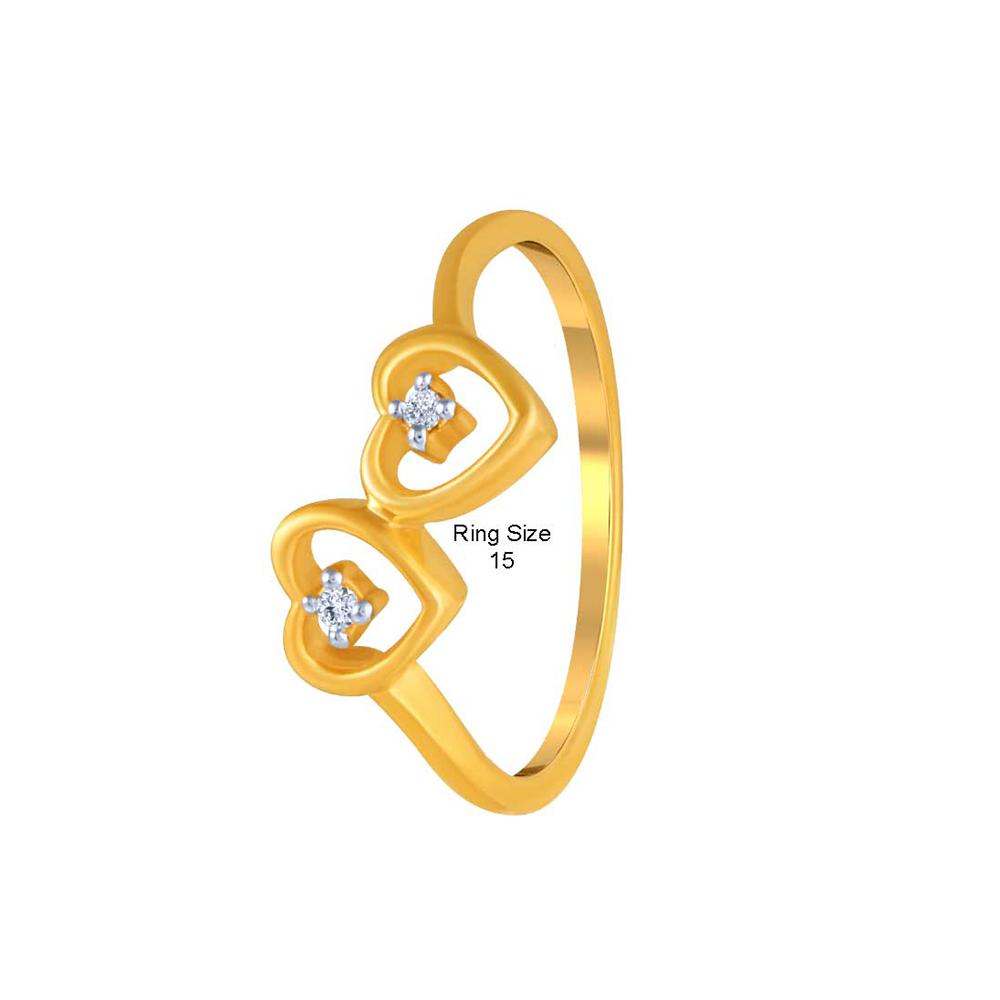 14K Dual heart gold ring