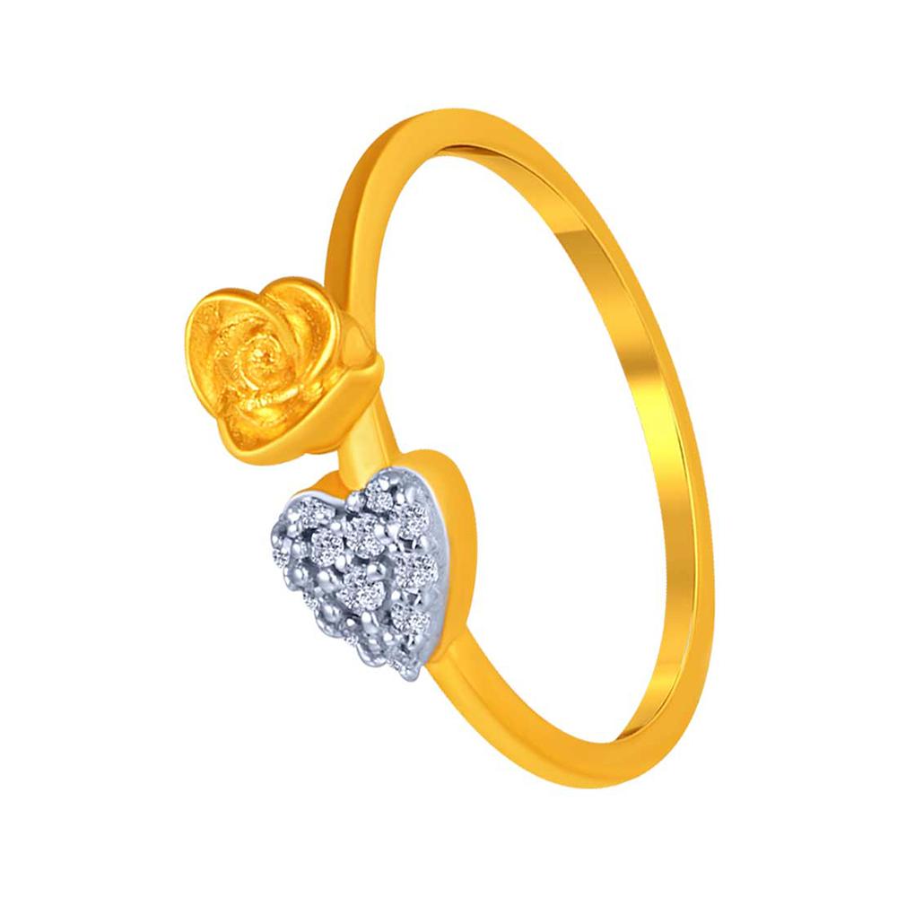 14K Gold studded heart ring