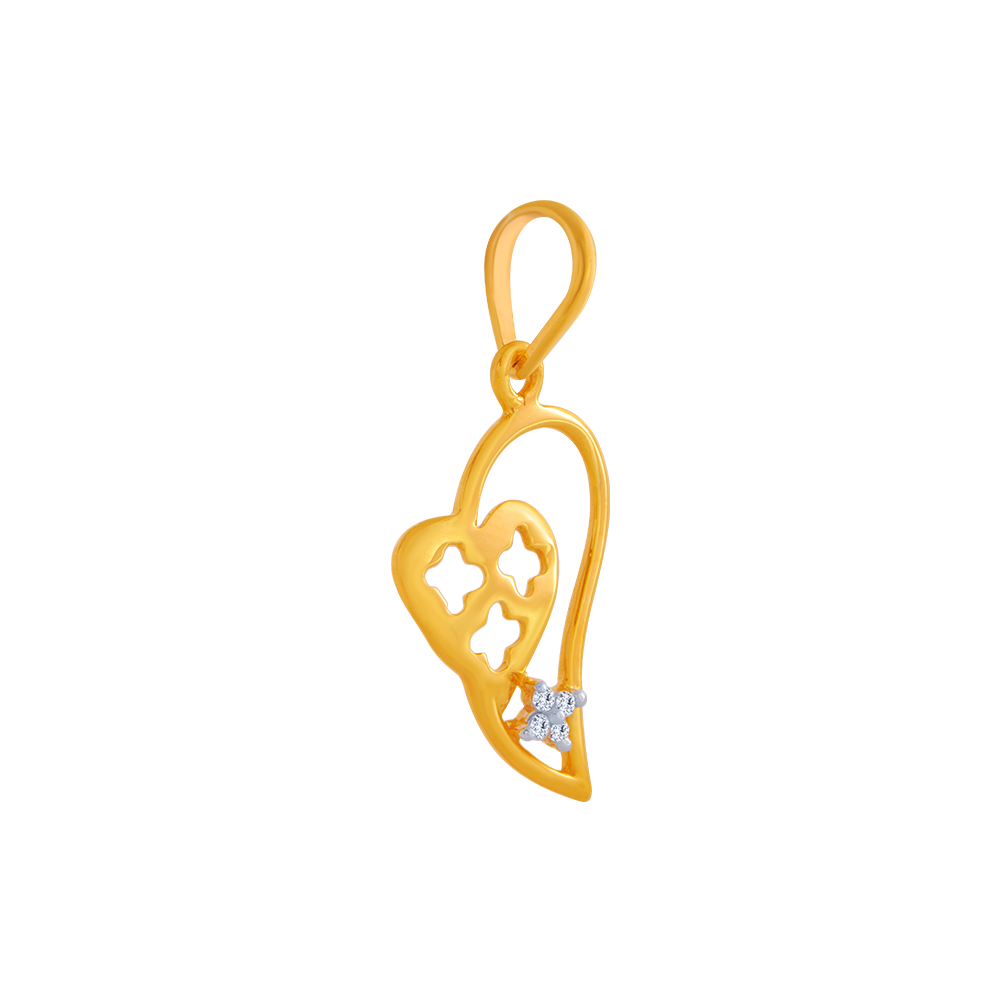 14KT (585) Yellow Gold and American Diamond Pendant for Women
