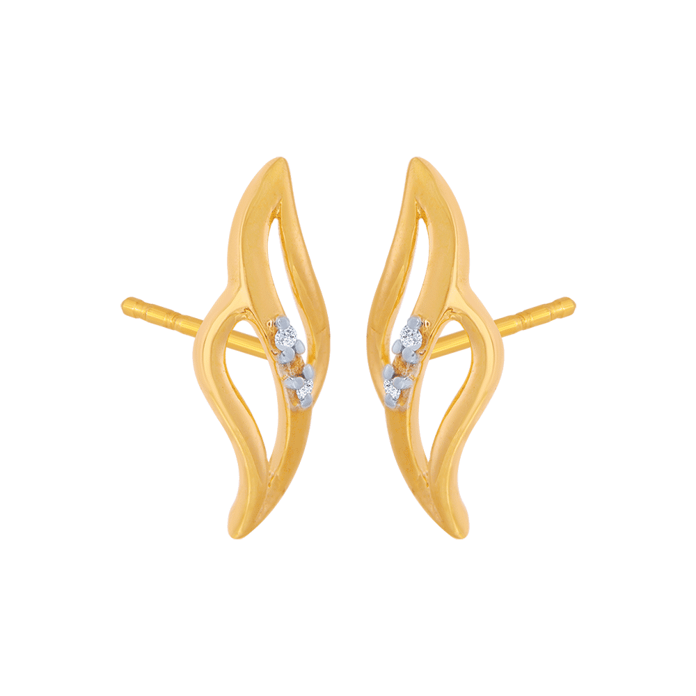 14KT (585) Yellow Gold and American Diamond Stud Earrings for Women