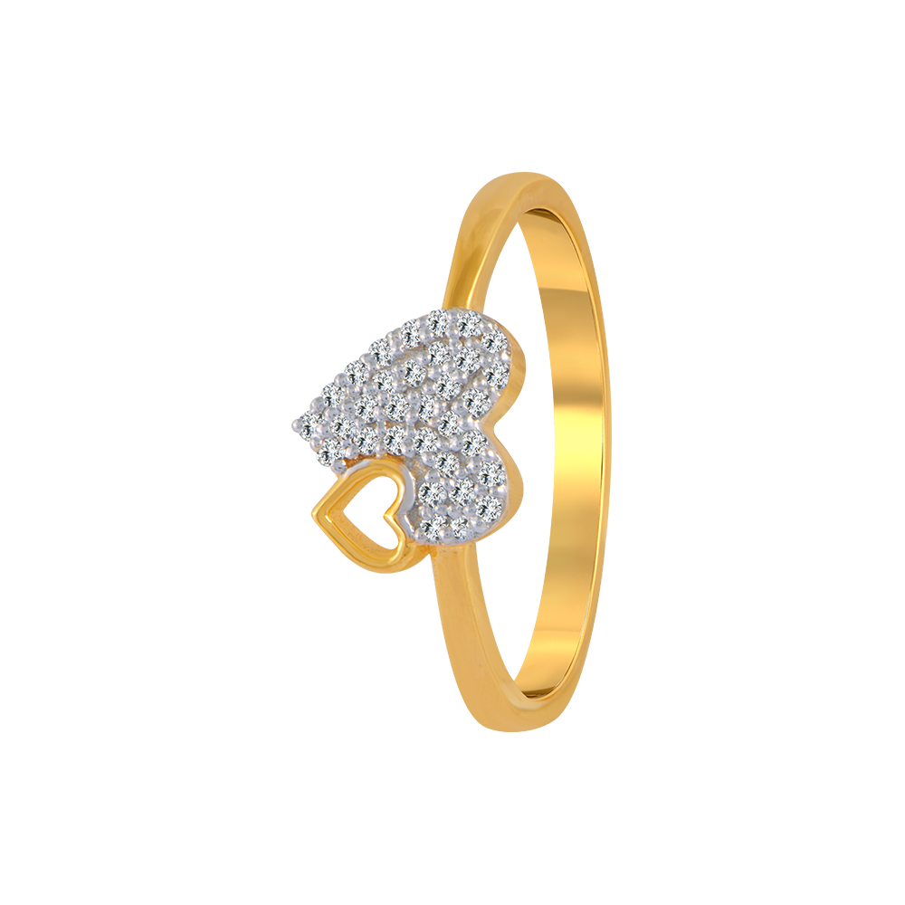 PC Chandra's 14 Karat Yellow Gold Finger Ring with Twin Hearts