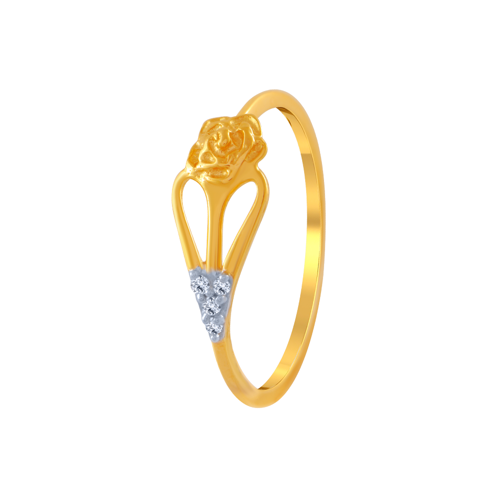 14K Yellow Gold 0.74ctw Triple Row Compass Set Diamond Ring (Size 7) - American  Jewelry