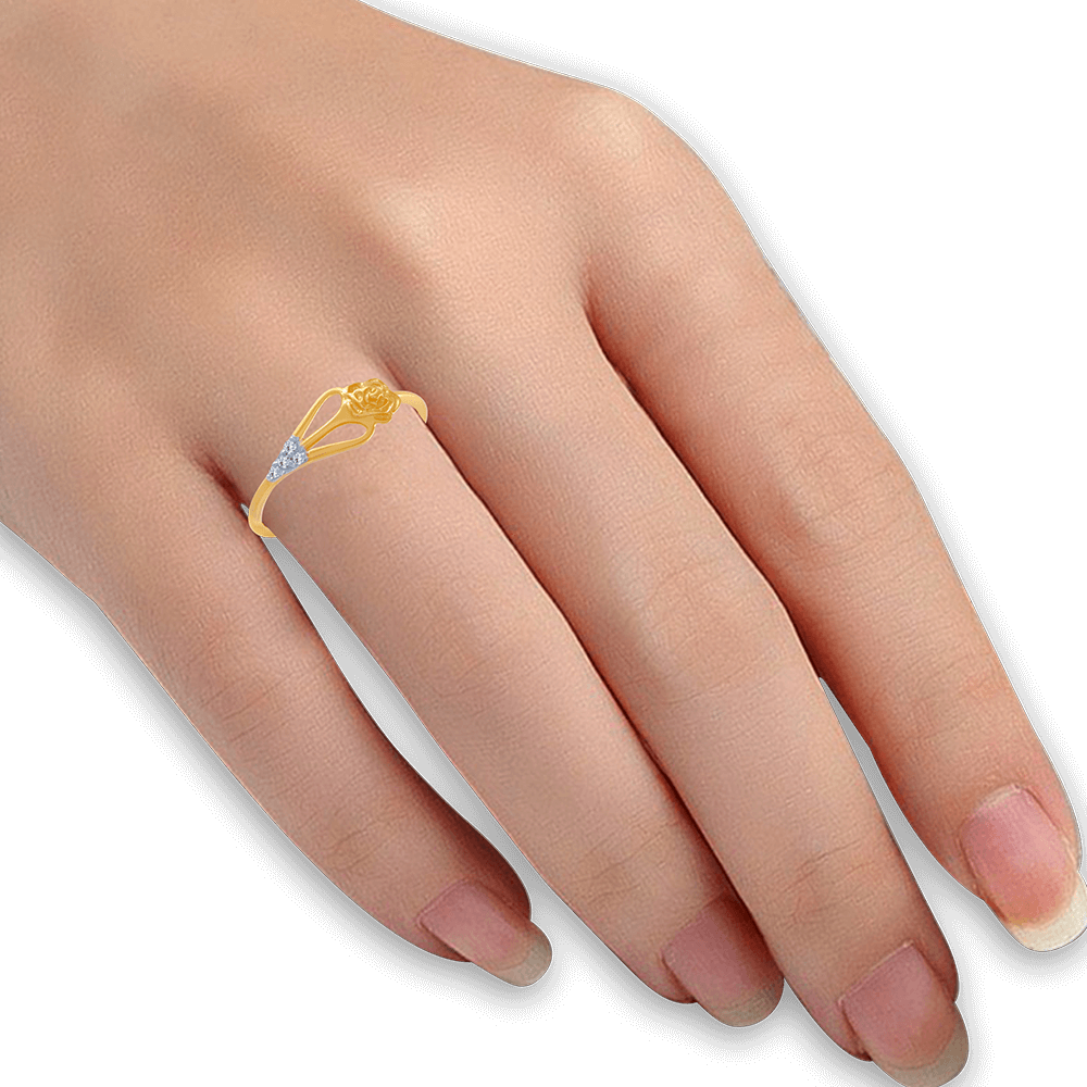 Yellow Chimes Rings for Women American Diamond Ring White AD-Studded  Adjustable Floral Finger Ring For