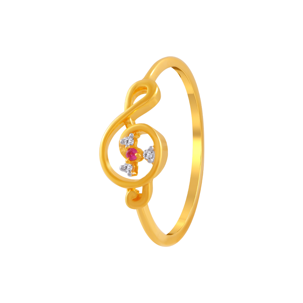 14KT (585) Yellow Gold and American Diamond Ring for Women