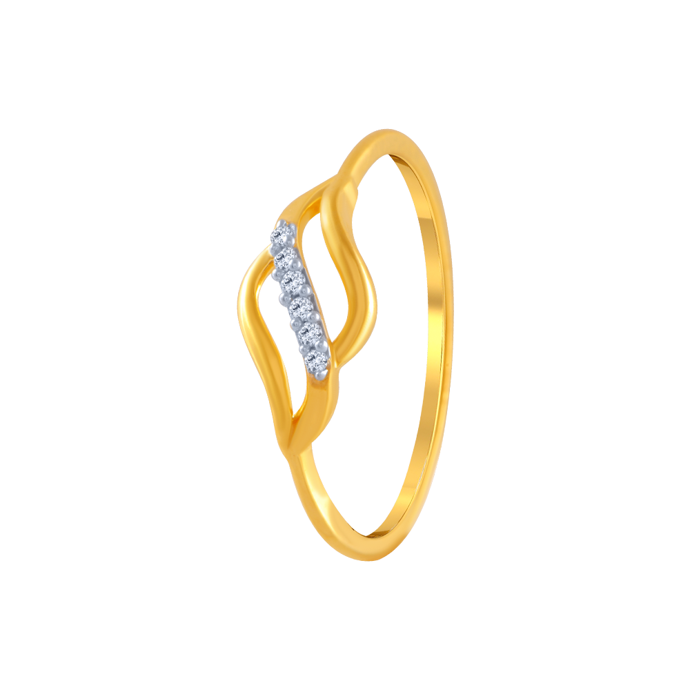 14KT (585) Yellow Gold and American Diamond Ring for Women
