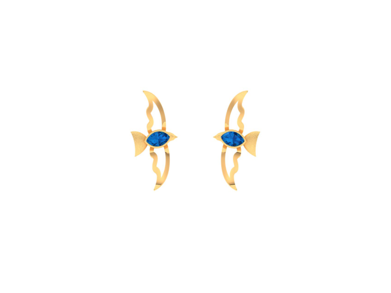 Bird 18k Yellow Gold Stud Earrings for Kids and Teen Girls