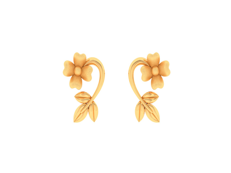 Buy Dainty Floral And Rhombus Gold Earrings | GRT Oriana