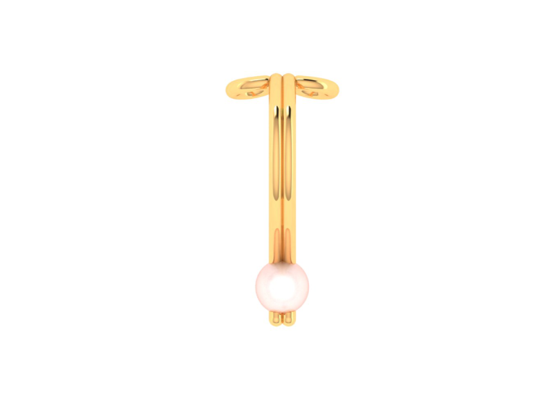 14K Gold Lip Ring with a Pearl