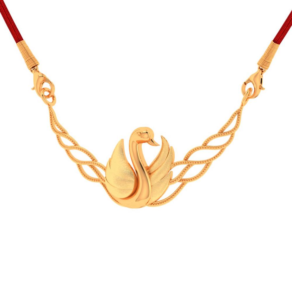 Leafy & Swan Designed 14K Gold Necklace