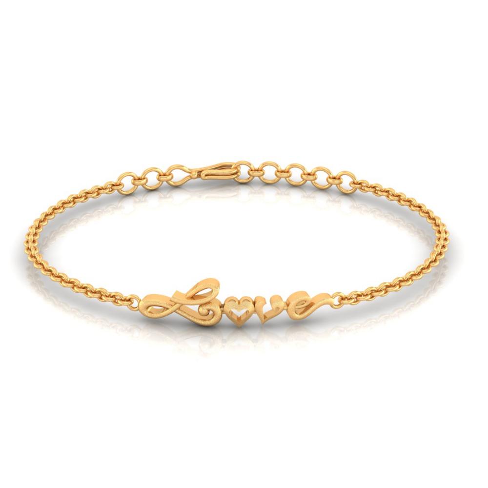 14K 'Love' Word Gold Bracelets with O heart