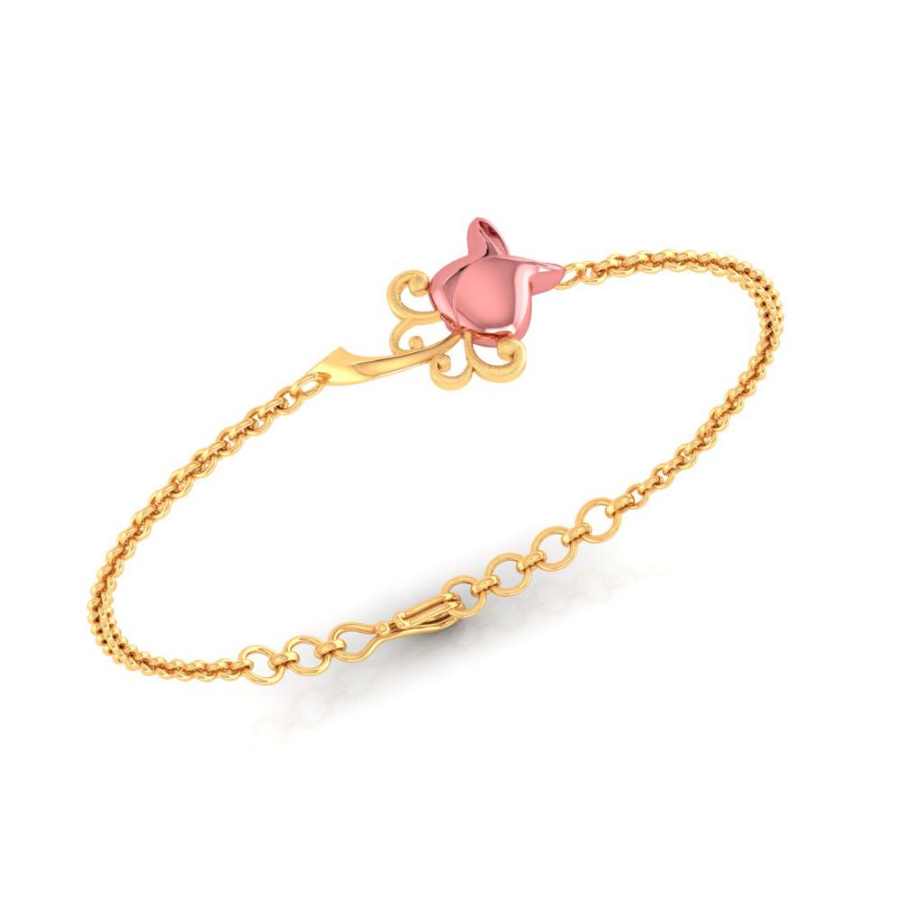 14K Gold Pink Rose Bracelet