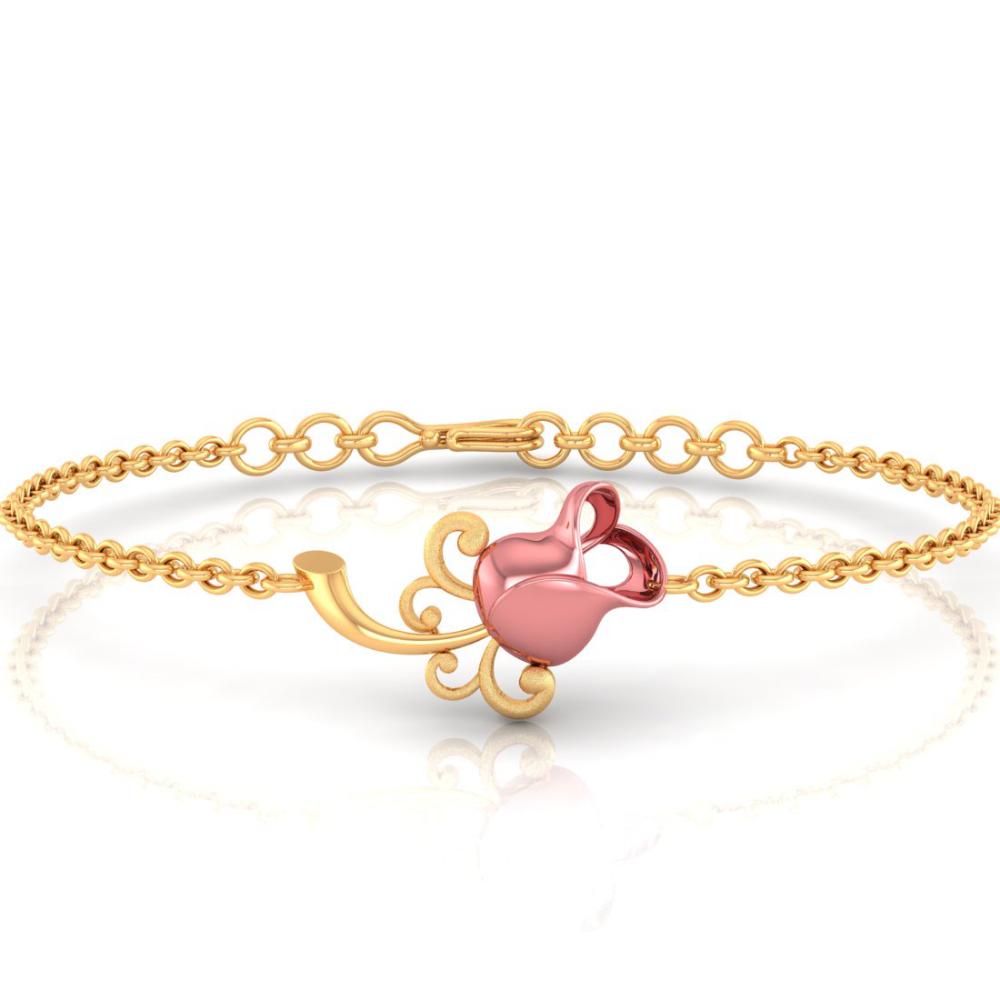 14K Gold Pink Rose Bracelet