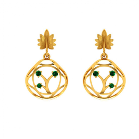 Buy Elegant First Quality Gold Plated Multi Stone Modern Leaf Design Small  Earrings Online