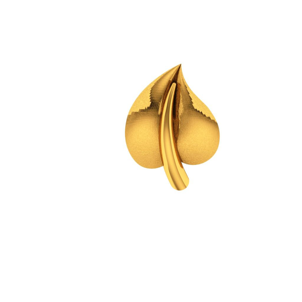 14KT Sleek Design Leaf Shaped Gold Nose Pin | PC Chandra