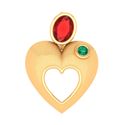 Red and Green Stone Embedded Gold Locket