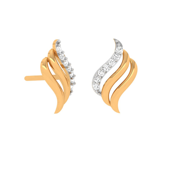 14KT Diamond Studded Gold Earring Design For Daily Use