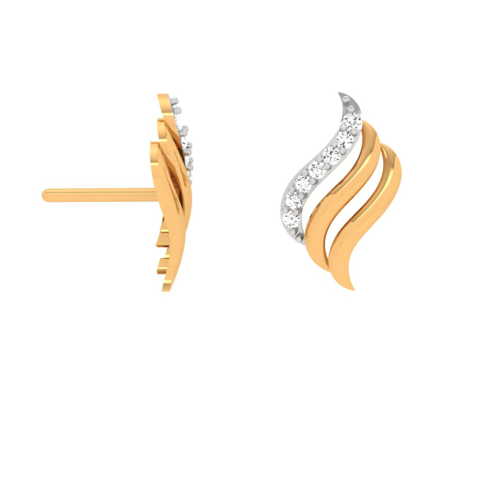 14KT Diamond Studded Gold Earring Design For Daily Use