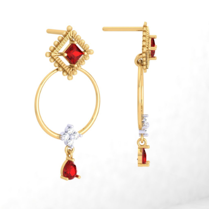Round Rhodium Gold Earring - Bawa Jewellers