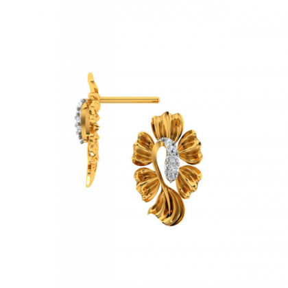 14KT (585) Yellow Gold and Diamond Earrings for Women