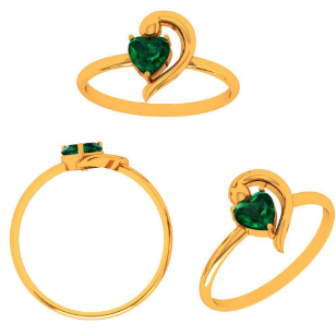 14K Green Grace Heart-Shaped Gold Ring