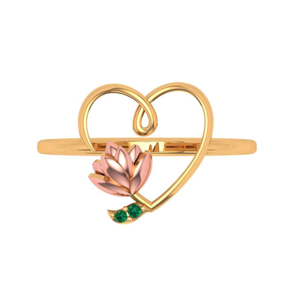 14KT yellow gold heart shapped finger ring for daily wear | PC Chandra