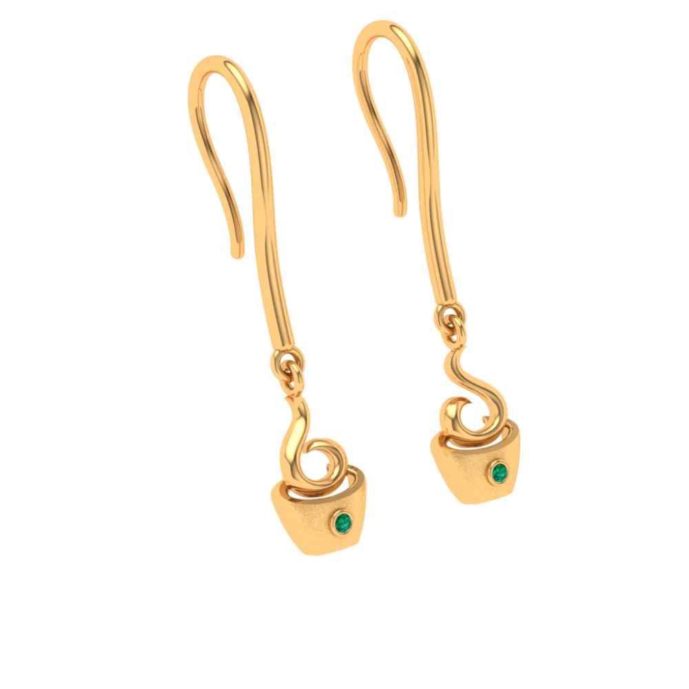 Spiral Gold Hook Earring - PC Chandra Jewellers