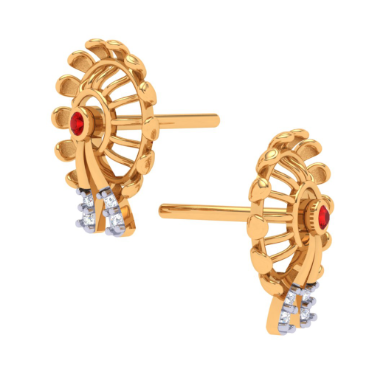 Spiral Gold Hook Earring - PC Chandra Jewellers