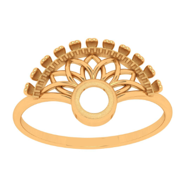 14K Solid Designer Fan-Shaped Gold Ring 
