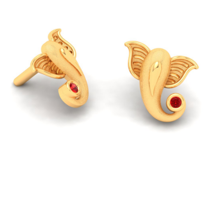 14k Cute Ganesha Motif Studs For Women From Amazea Collection