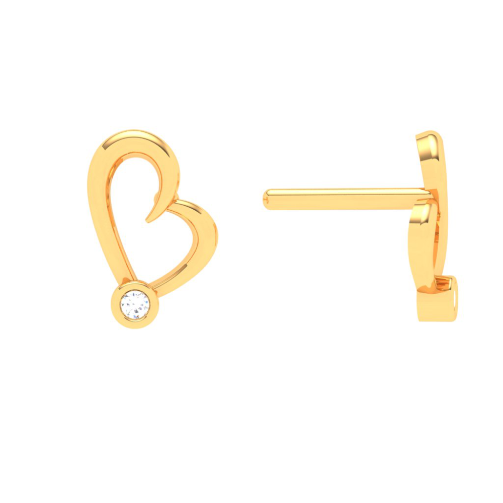 14k Gold Heart Studs Earrings From Amazea Collection