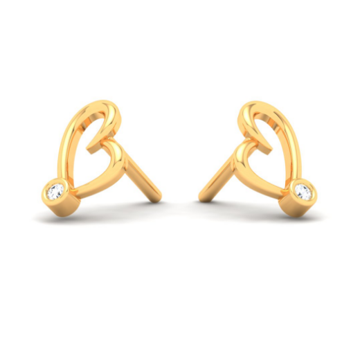 14k Gold Heart Studs Earrings From Amazea Collection