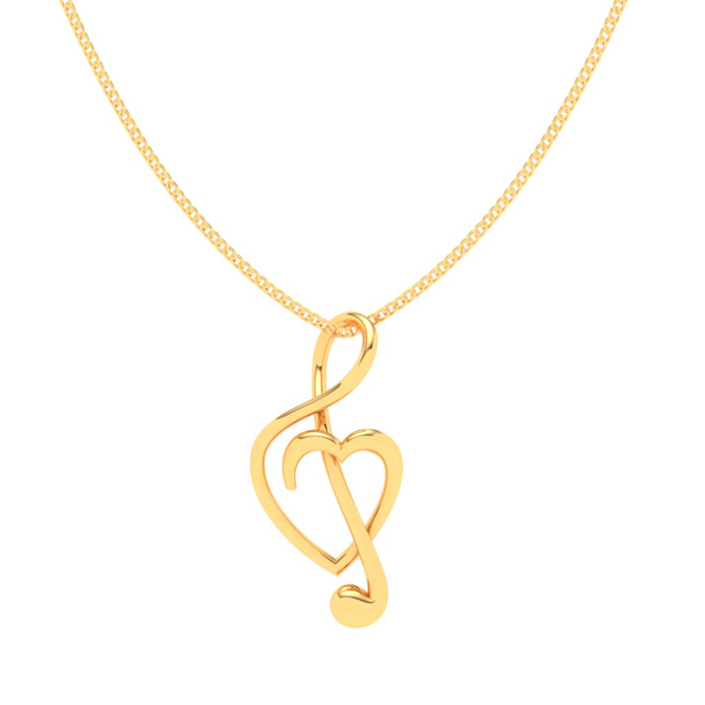 14kt Musical Note And Heart Shape Gold Pendant From Amazea Collection 