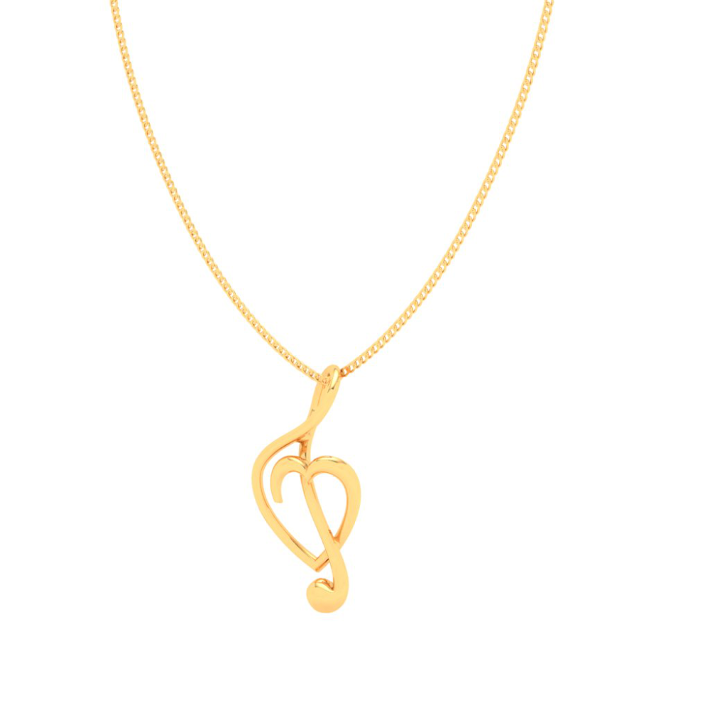 14kt Musical Note And Heart Shape Gold Pendant From Amazea Collection 