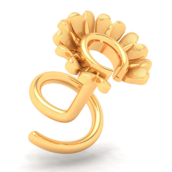 14KT Half Flower Shaped Gold Nosepin From Online Exclusive Collection 