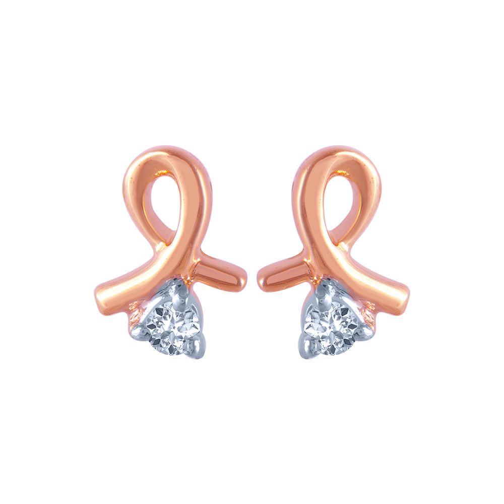 14k (585) Rose Gold and Diamond Stud Earrings for Women