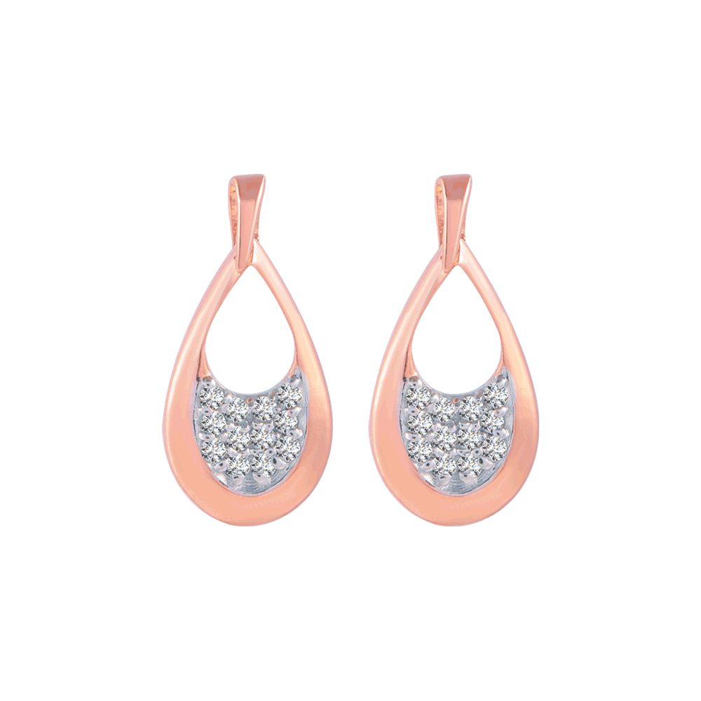 14KT (585) Rose Gold and Diamond Stud Earrings for Women