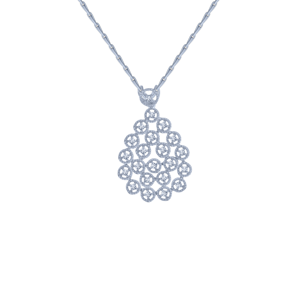 14KT (585) White Gold and Solitaire Pendant for Women