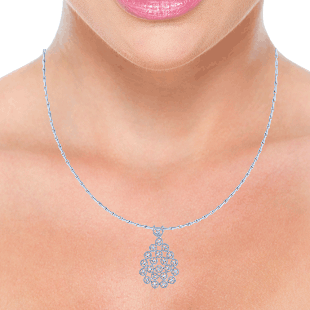 14KT (585) White Gold and Solitaire Pendant for Women