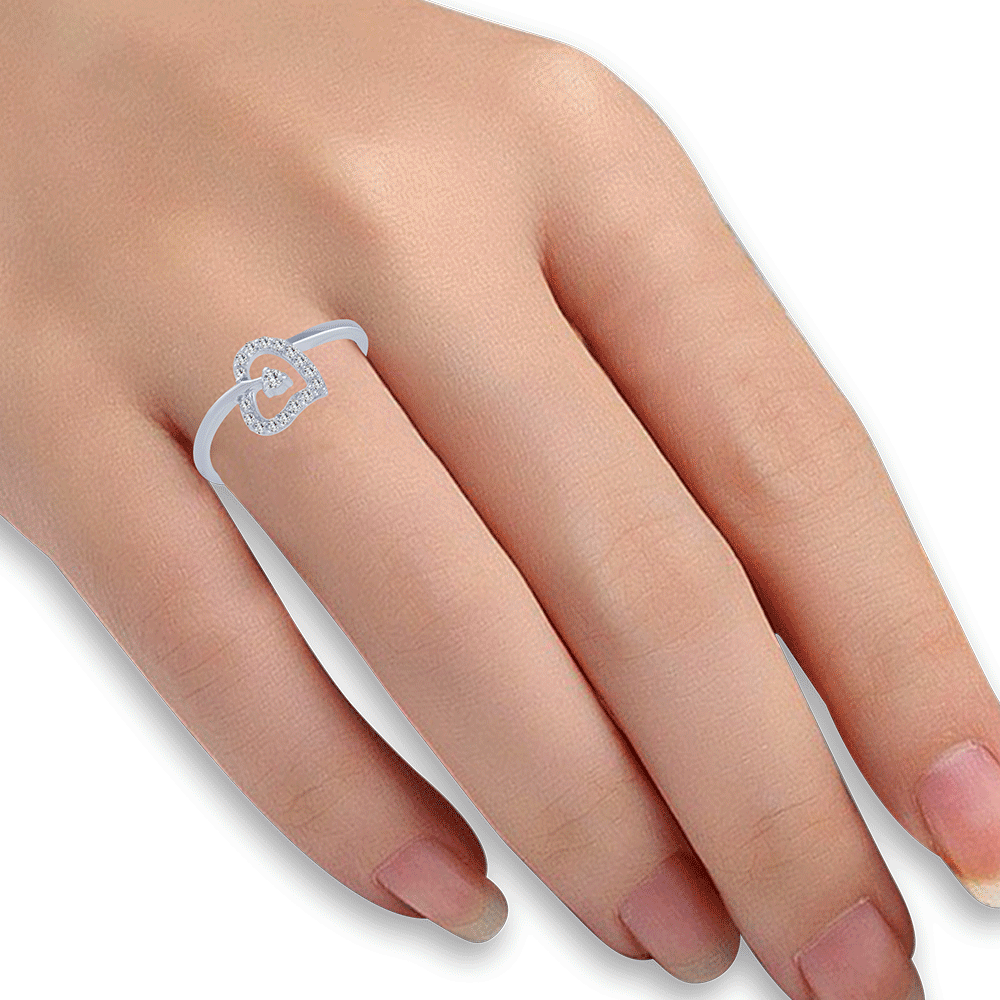 14K White Gold Diamond Heart Shape Ring for Women at PC Chandra 